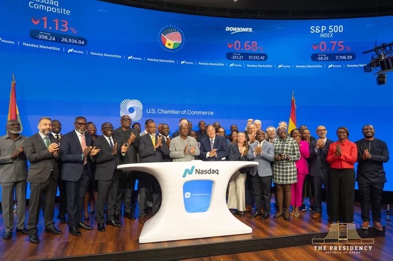 President Mahama rings Nasdaq closing bell, declares Ghana open for business